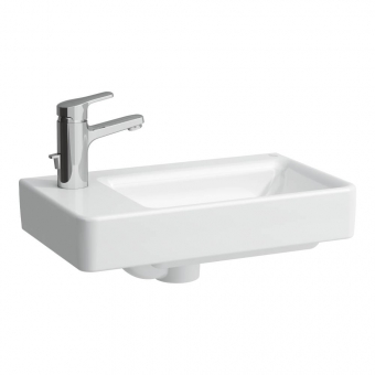 Praustuvas Laufen PRO S 480x280x85 mm, asimetrinis, su 1 anga maišytuvui kairėje, spalva - balta LCC (LAUFEN Clean Coat) 